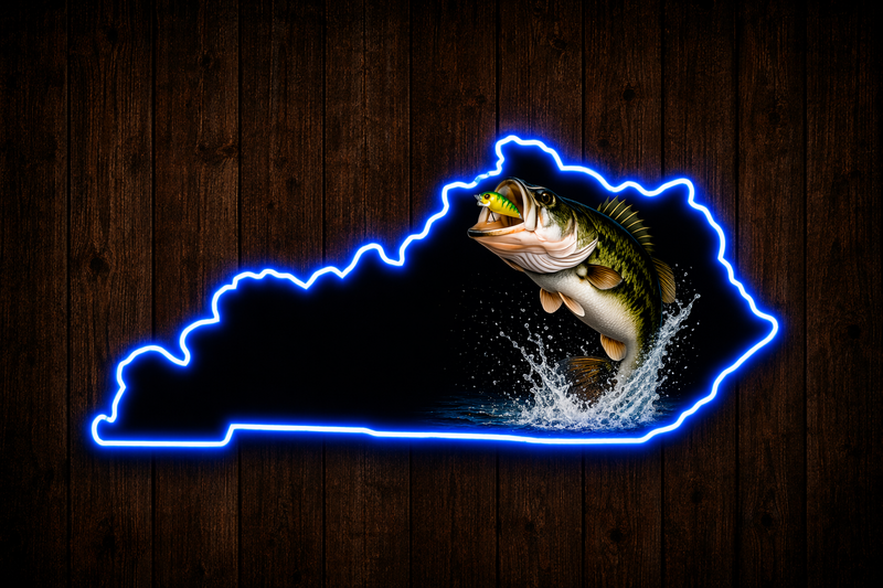 Load image into Gallery viewer, State Shaped Largemouth Bass LED Sign
