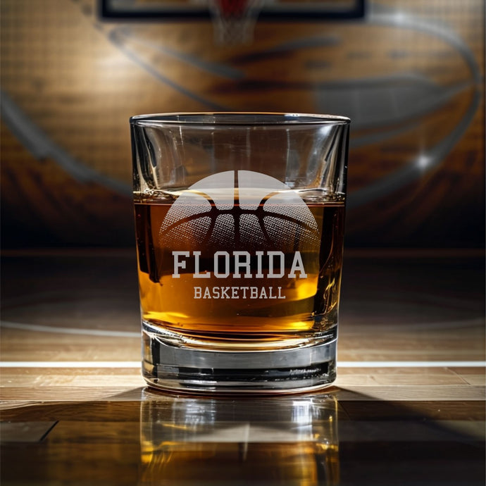 Florida Basketball Whiskey Glass