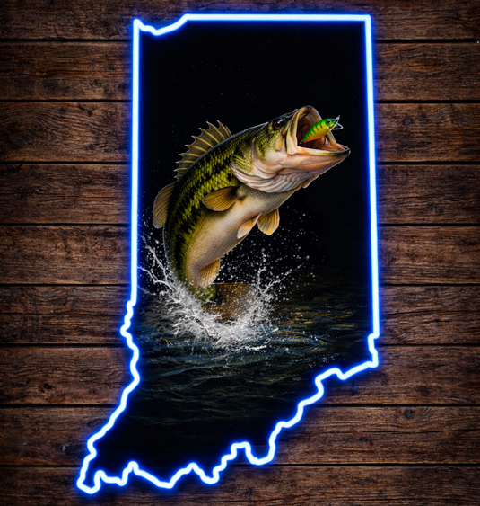 State Shaped Largemouth Bass LED Sign