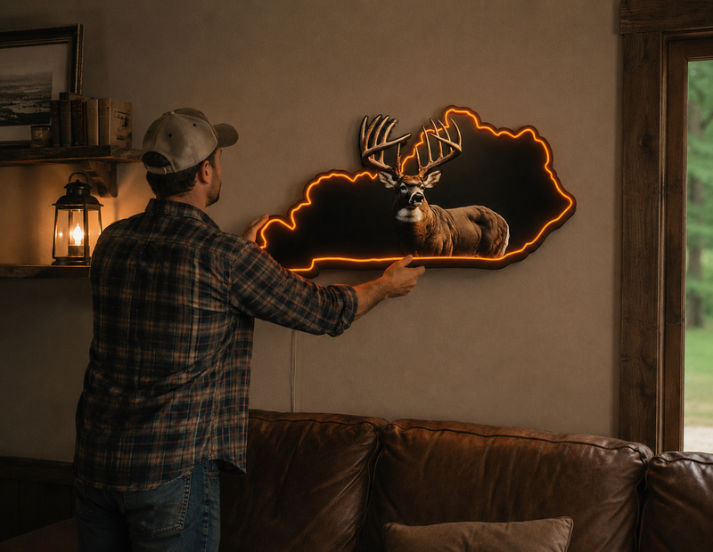 Load image into Gallery viewer, State Shaped Whitetail LED Sign
