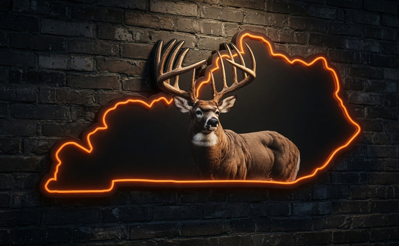 Load image into Gallery viewer, State Shaped Whitetail LED Sign
