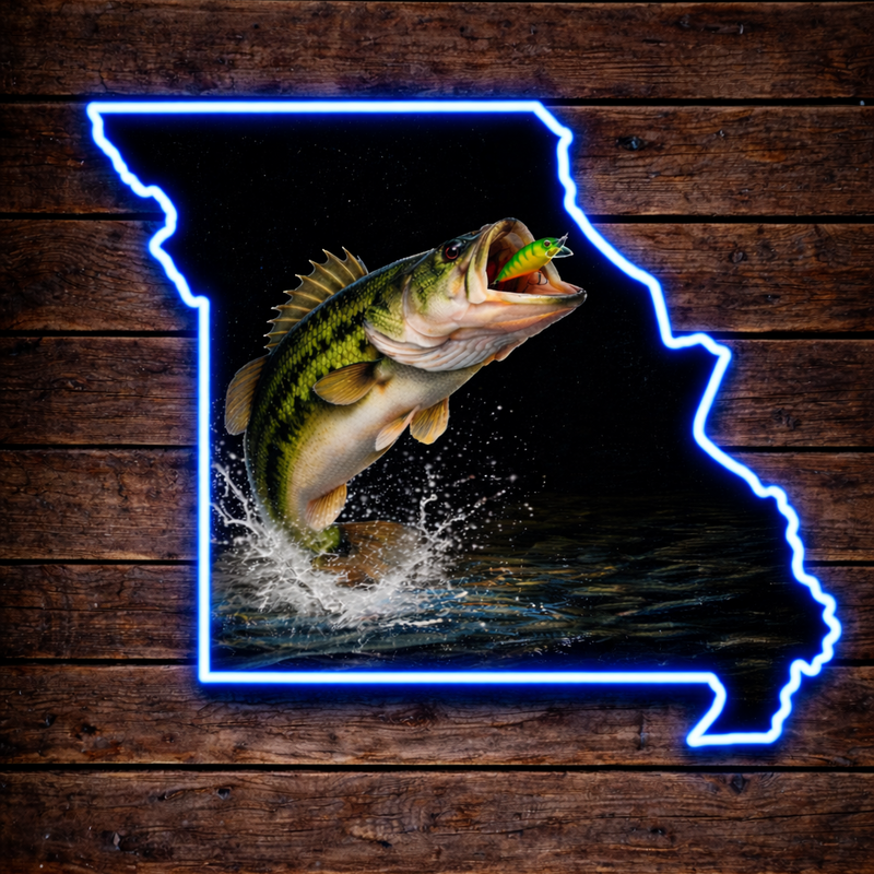 Load image into Gallery viewer, State Shaped Largemouth Bass LED Sign
