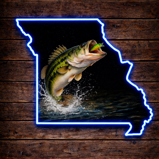 State Shaped Largemouth Bass LED Sign
