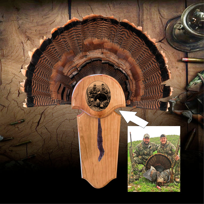 Wood Turkey Fan Mount with Custom Photo