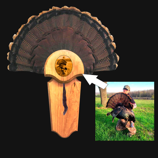 Wood Turkey Fan Mount with Custom Photo