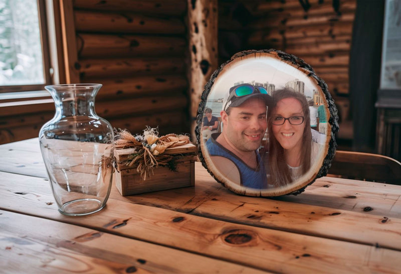 Load image into Gallery viewer, Custom Photo Printed on Rustic Wood Oval
