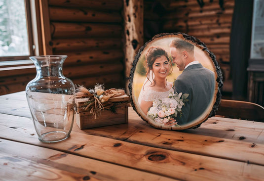 Custom Photo Printed on Rustic Wood Oval