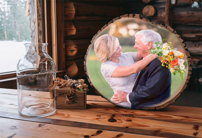 Load image into Gallery viewer, Custom Photo Printed on Rustic Wood Oval
