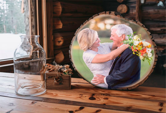 Custom Photo Printed on Rustic Wood Oval