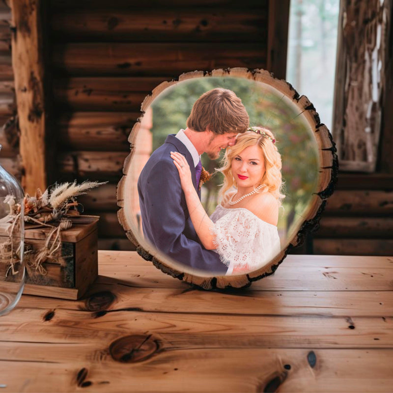 Load image into Gallery viewer, Custom Photo Printed on Rustic Wood Oval
